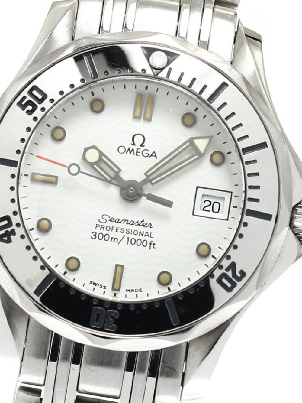 OMEGA Seamaster300 2582.20 Date white Dial Quartz Ladies Watch_917268